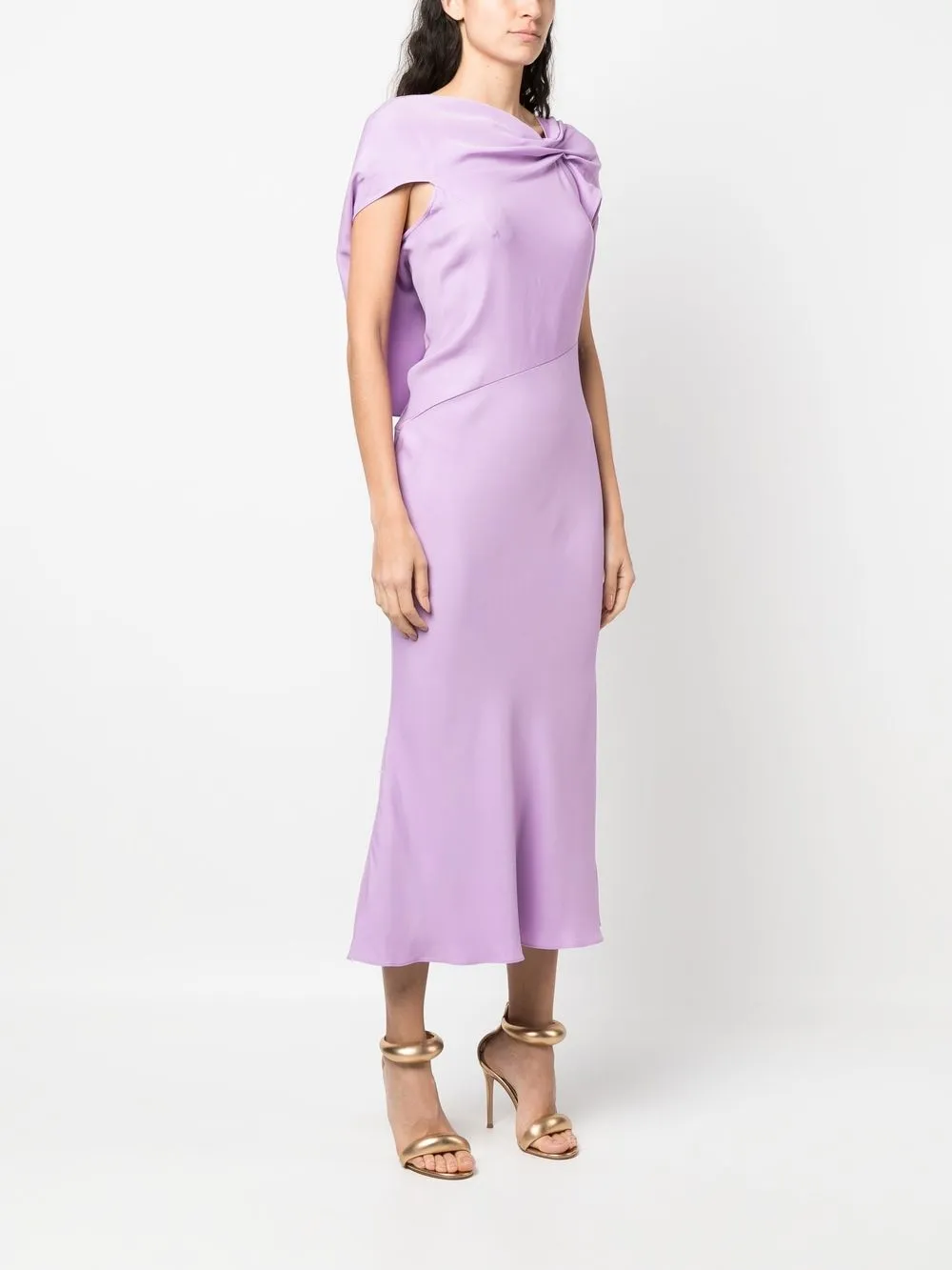 roland mouret purple dress Roland Mouret Embellished Satin Crpe Gown In Purple