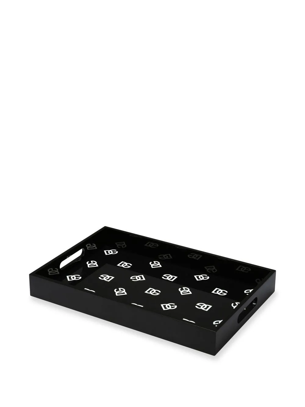 Shop Dolce & Gabbana Dg Logo-print Wood Tray In Schwarz