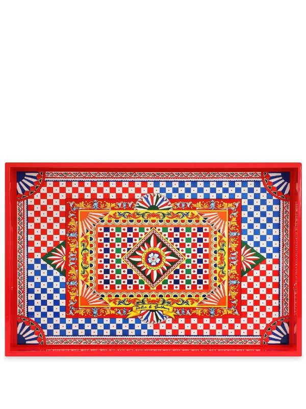 Dolce & Gabbana Carretto Siciliano Print Wood Tray - Farfetch