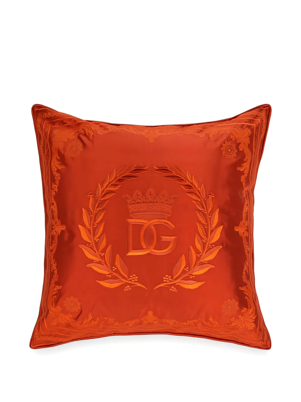 Dolce & Gabbana crown-emblem embroidered cushion (40cm x 40cm) | Orange | Image 1