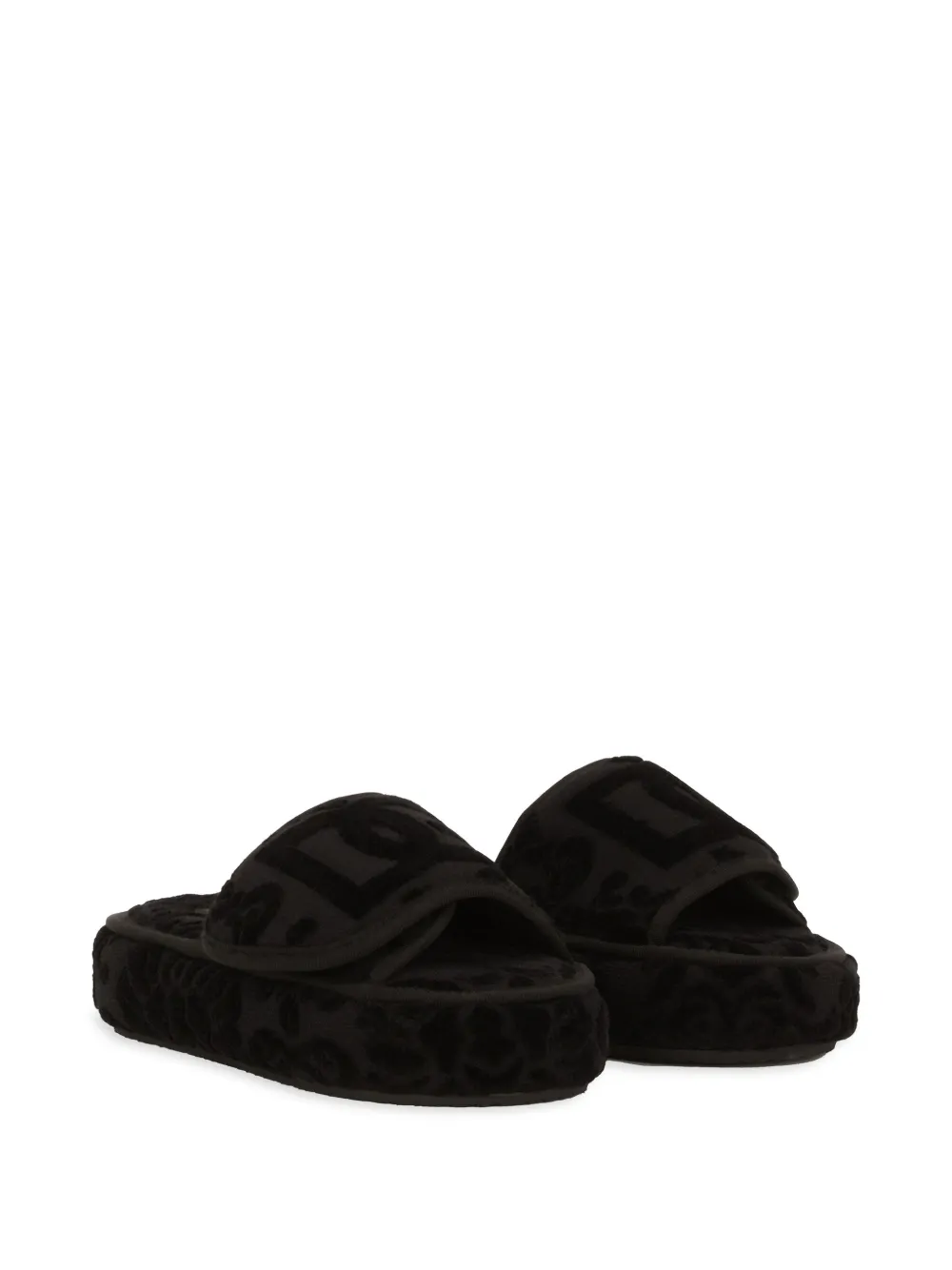 Dolce & Gabbana logo-embroidered slippers - Zwart