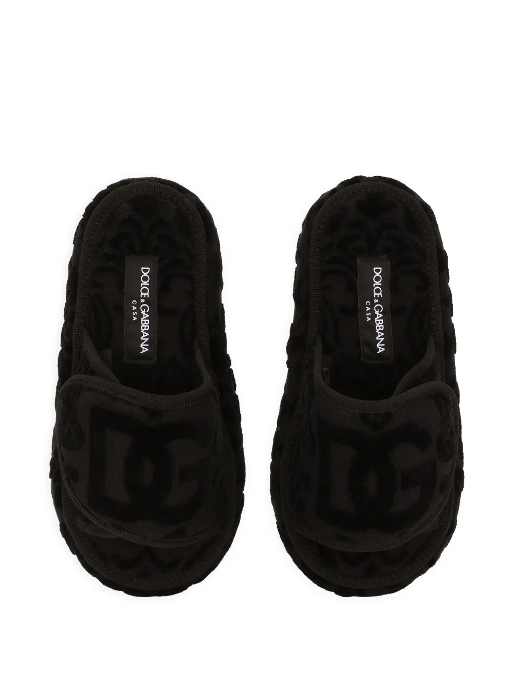 Dolce & Gabbana Logo-embroidered Slippers In Black