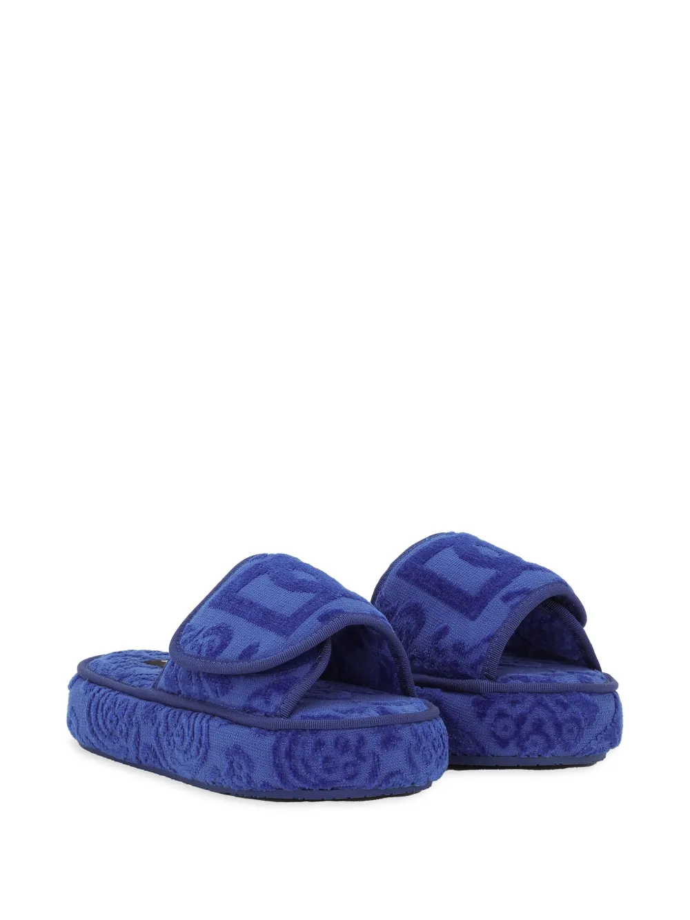 Dolce & Gabbana logo-embroidered slippers - Blauw