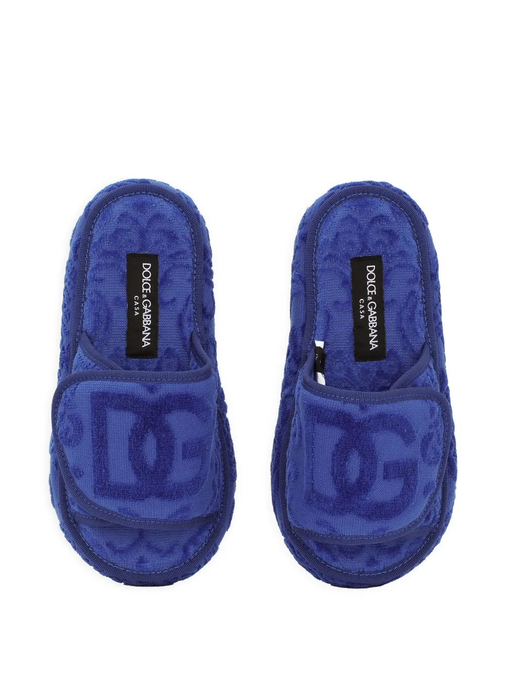 Dolce & Gabbana Terry Cotton Plateau Slippes In Blue