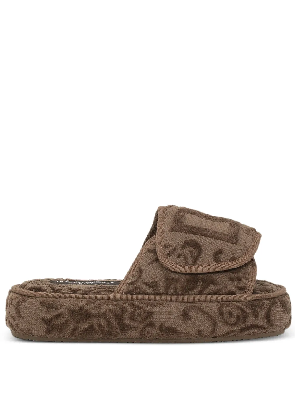 Dolce & Gabbana Logo-detail Slippers In Brown