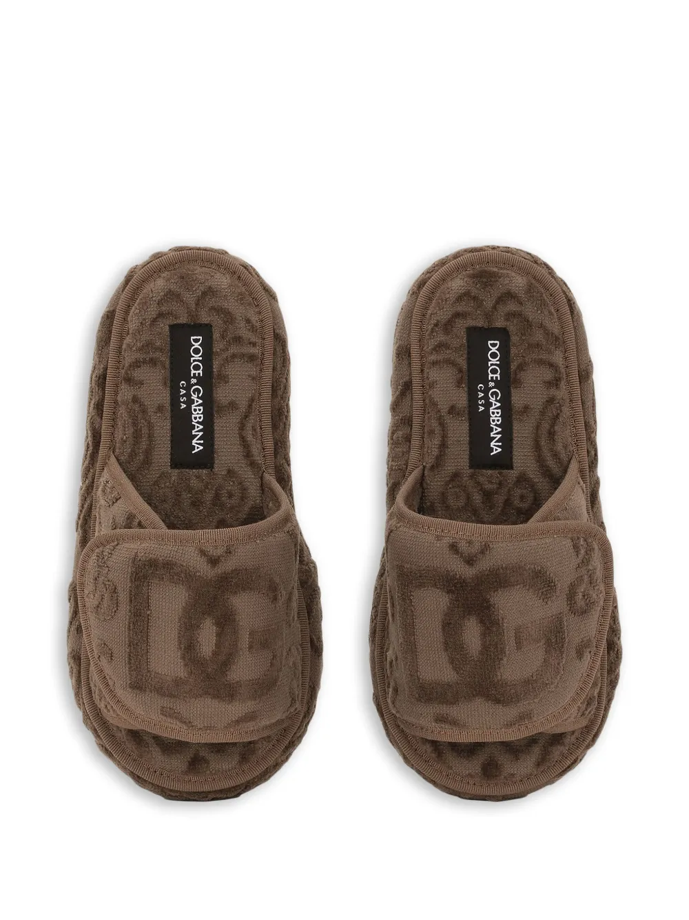 Dolce & Gabbana Logo-detail Slippers In Brown