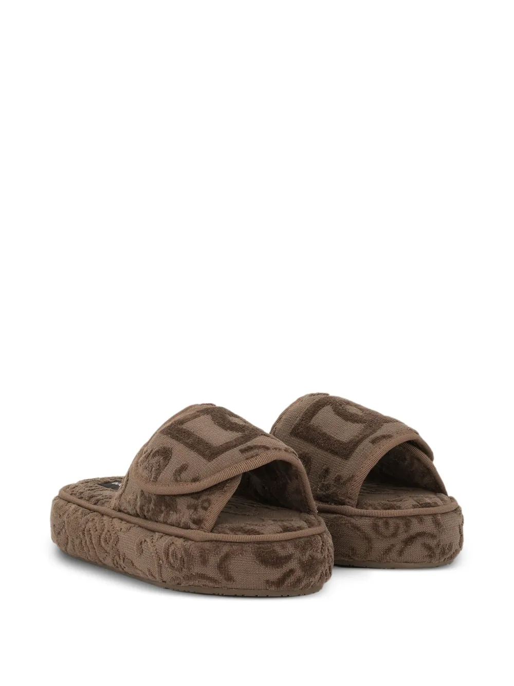Dolce & Gabbana Logo-detail Slippers In Brown