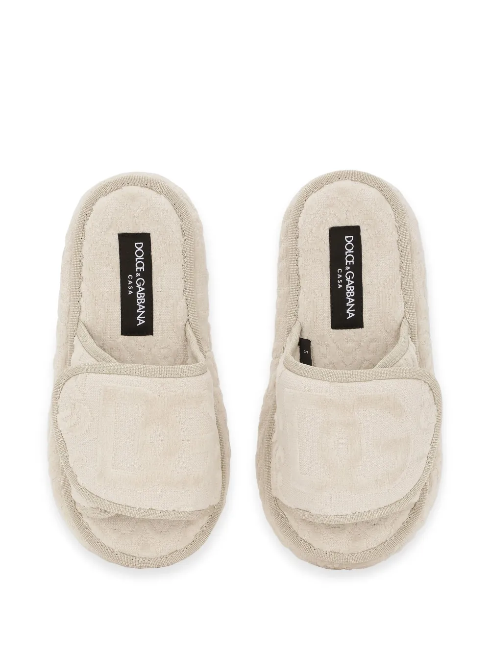 Dolce & Gabbana Logo-embroidered Slippers In Neutrals