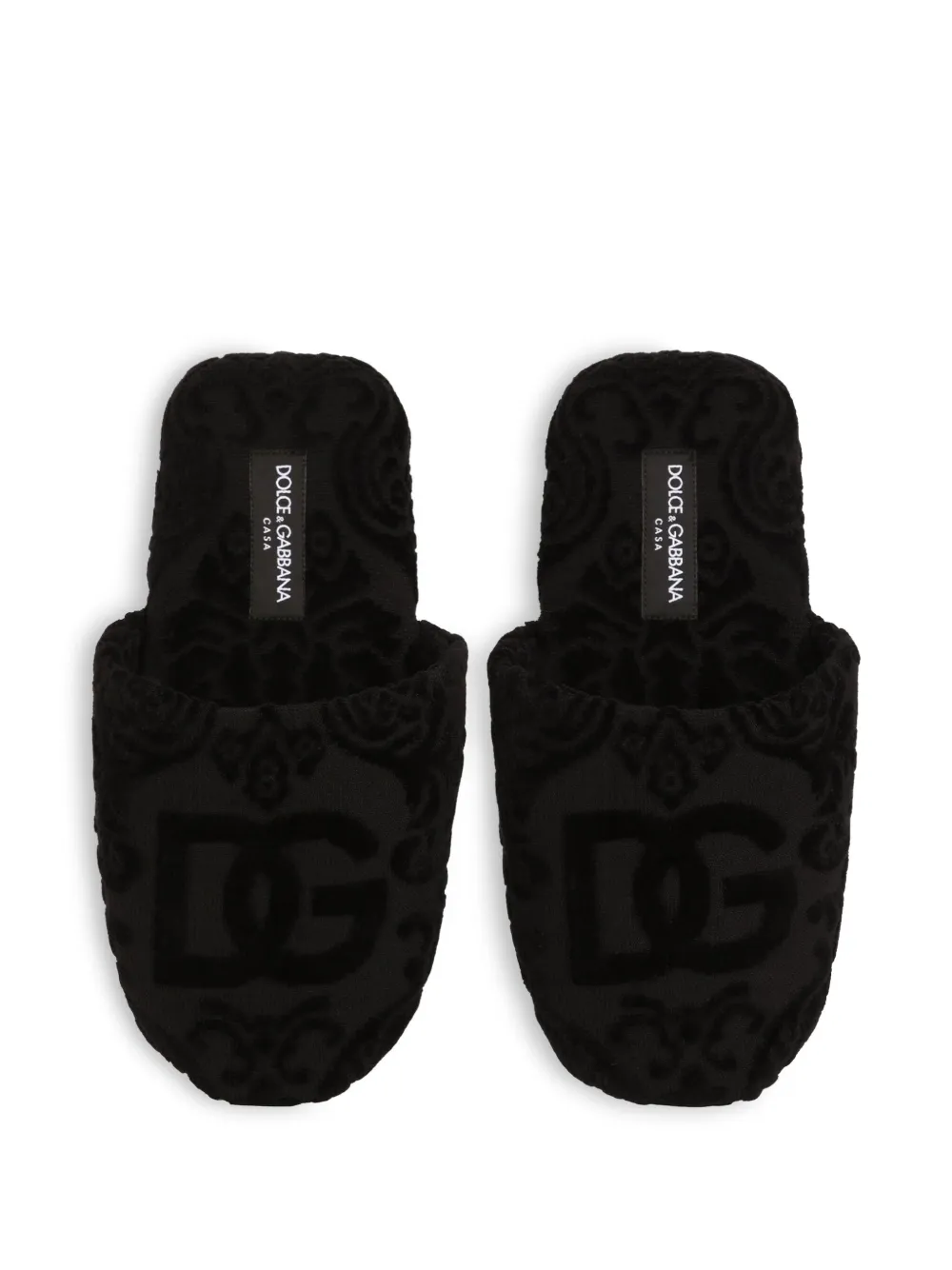 Dolce & Gabbana Logo-embroidered Slippers In Black