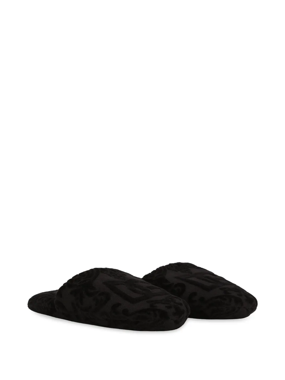 Dolce & Gabbana logo-embroidered slippers - Zwart