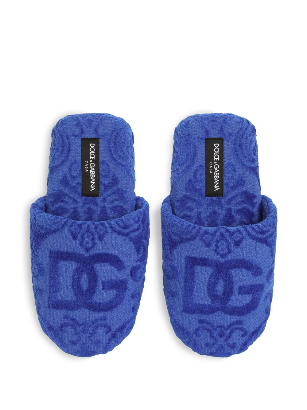 Dolce & Gabbana Logo-embroidered Slippers In Blue
