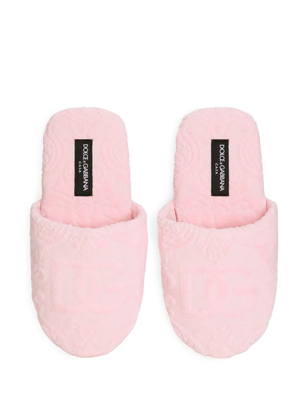 Dolce & Gabbana Logo-embroidered Slippers In Pink