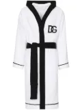 Dolce & Gabbana embroidered-logo tie-waist robe - White