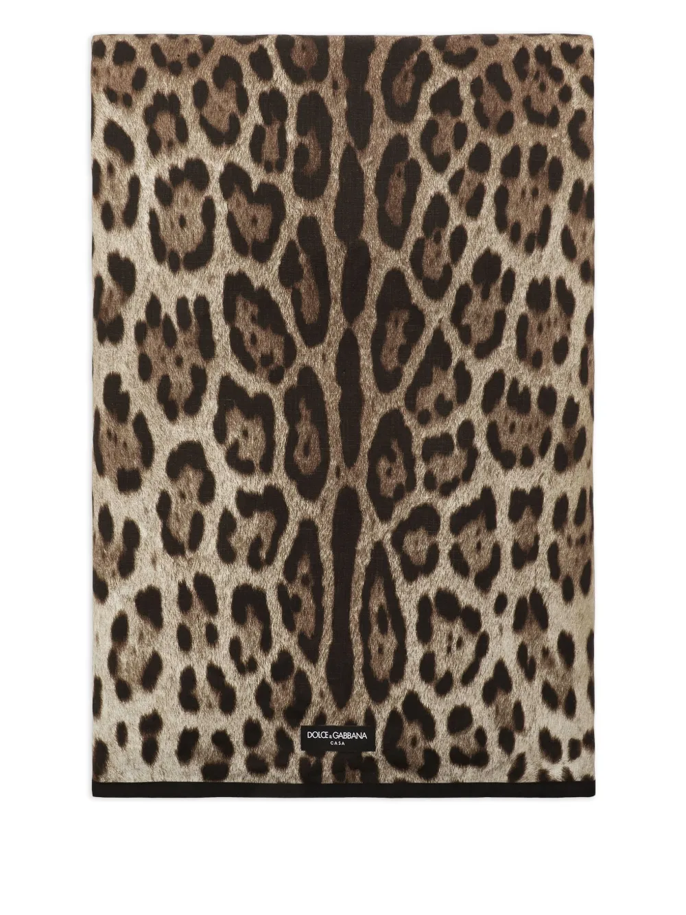 Dolce & Gabbana Leopardo-print Linen Tablecloth In Brown