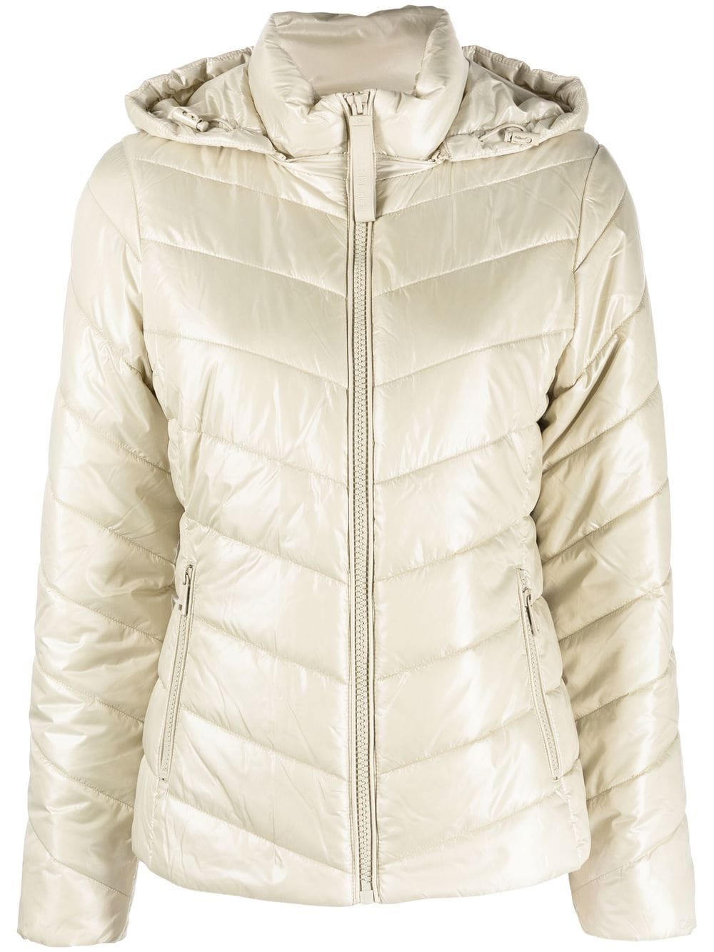 Calvin Klein Hooded Padded Jacket In Nude