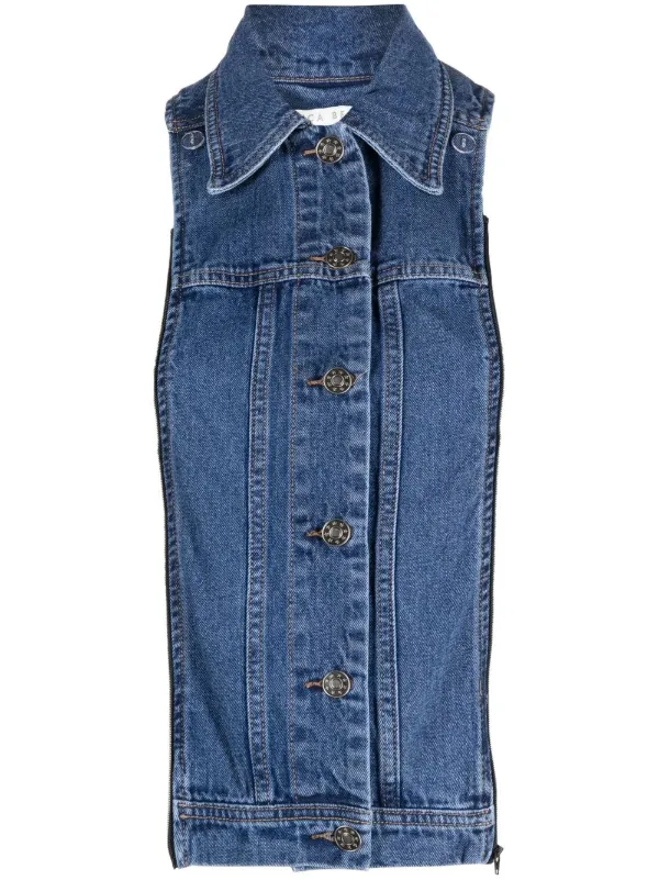 Veronica Beard Button-front Denim Vest in Blue