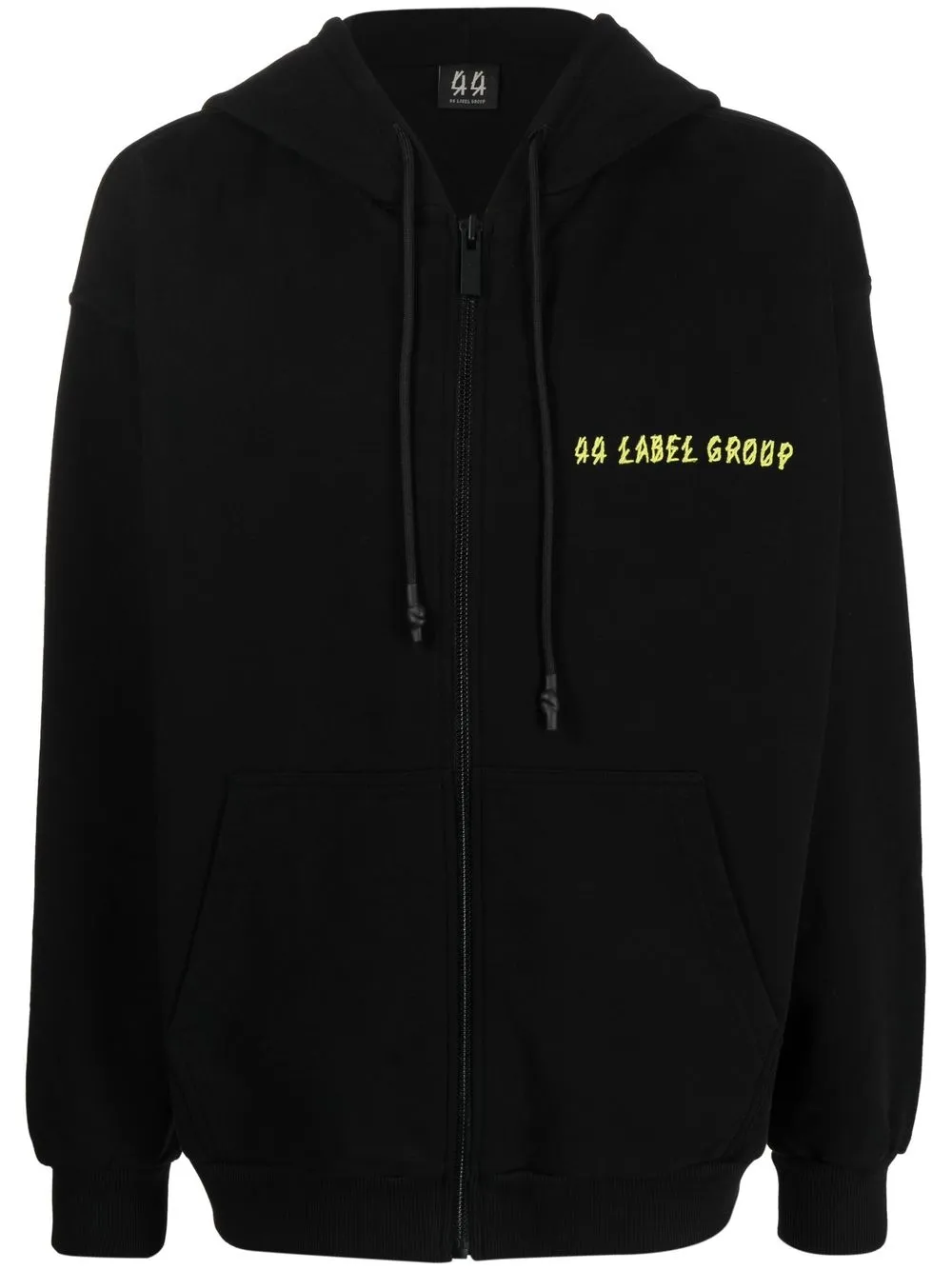 

44 LABEL GROUP embroidered-logo detail hoodie - Black