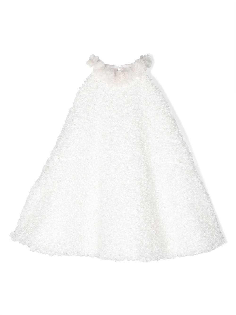 La Stupenderia Kids' Sleeveless Appliqué-petal Dress In White