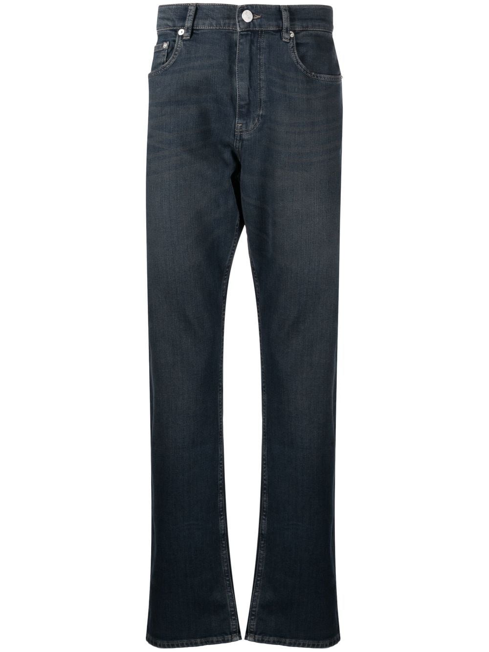 Frame The Straight Mid-rise Jeans In Blue