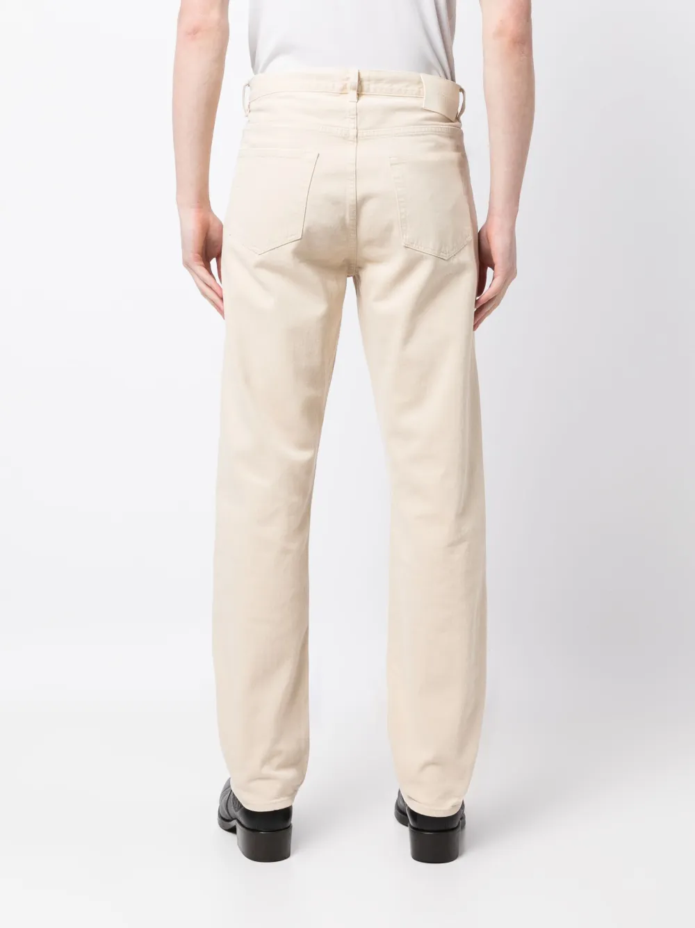 Shop Frame Logo-patch Straight-leg Jeans In Neutrals