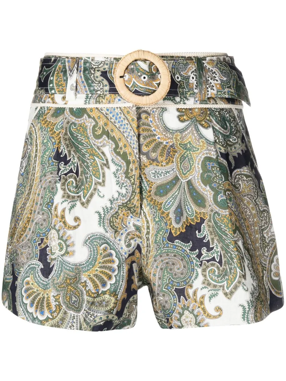 

Veronica Beard paisley-print belted waist shorts - Green