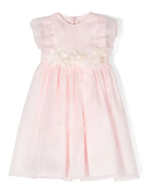 La Stupenderia floral-appliqué silk organza dress