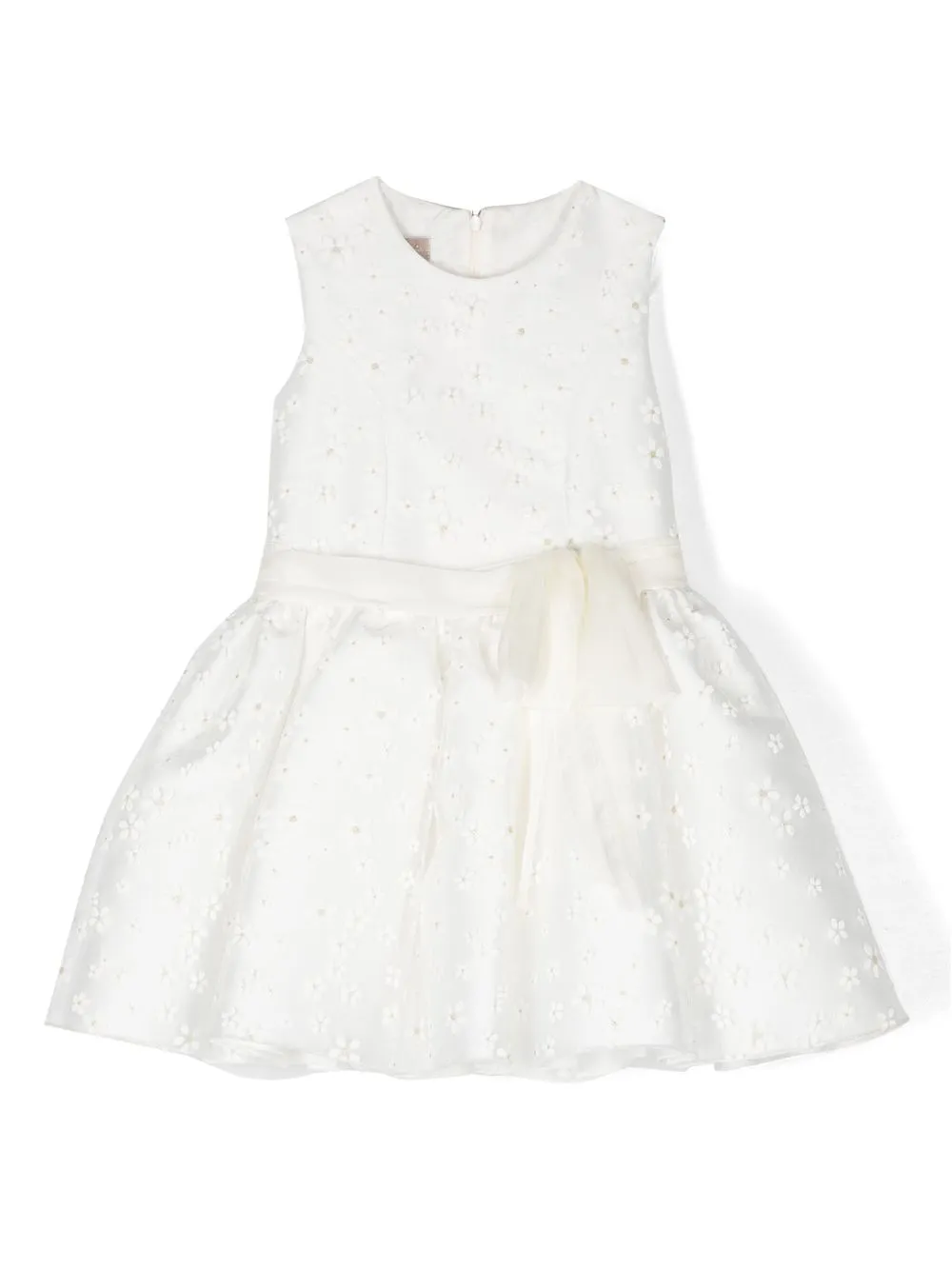 La Stupenderia Kids' Floral-embroidery Dress In White