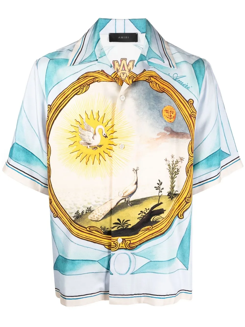 

AMIRI graphic-print silk bowling shirt - Yellow