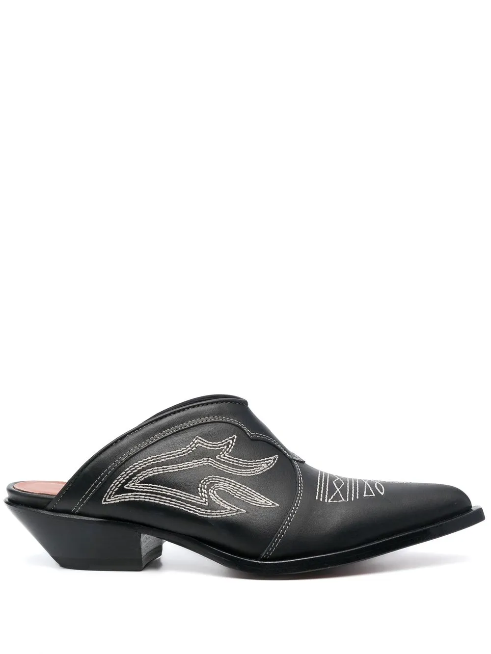 

Sonora decorative stitching leather mules - Black