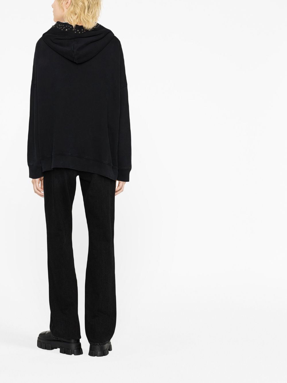 Shop Versace Logo-print Studded Hoodie In Black