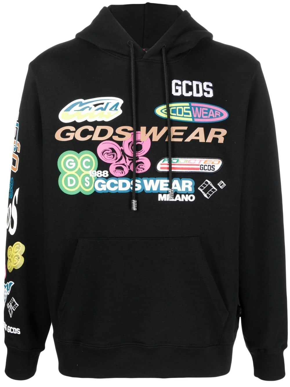 Gcds Hentai Canvas Patches Cotton Hoodie In Black