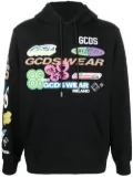 GCDS logo-print drawstring hoodie - Black