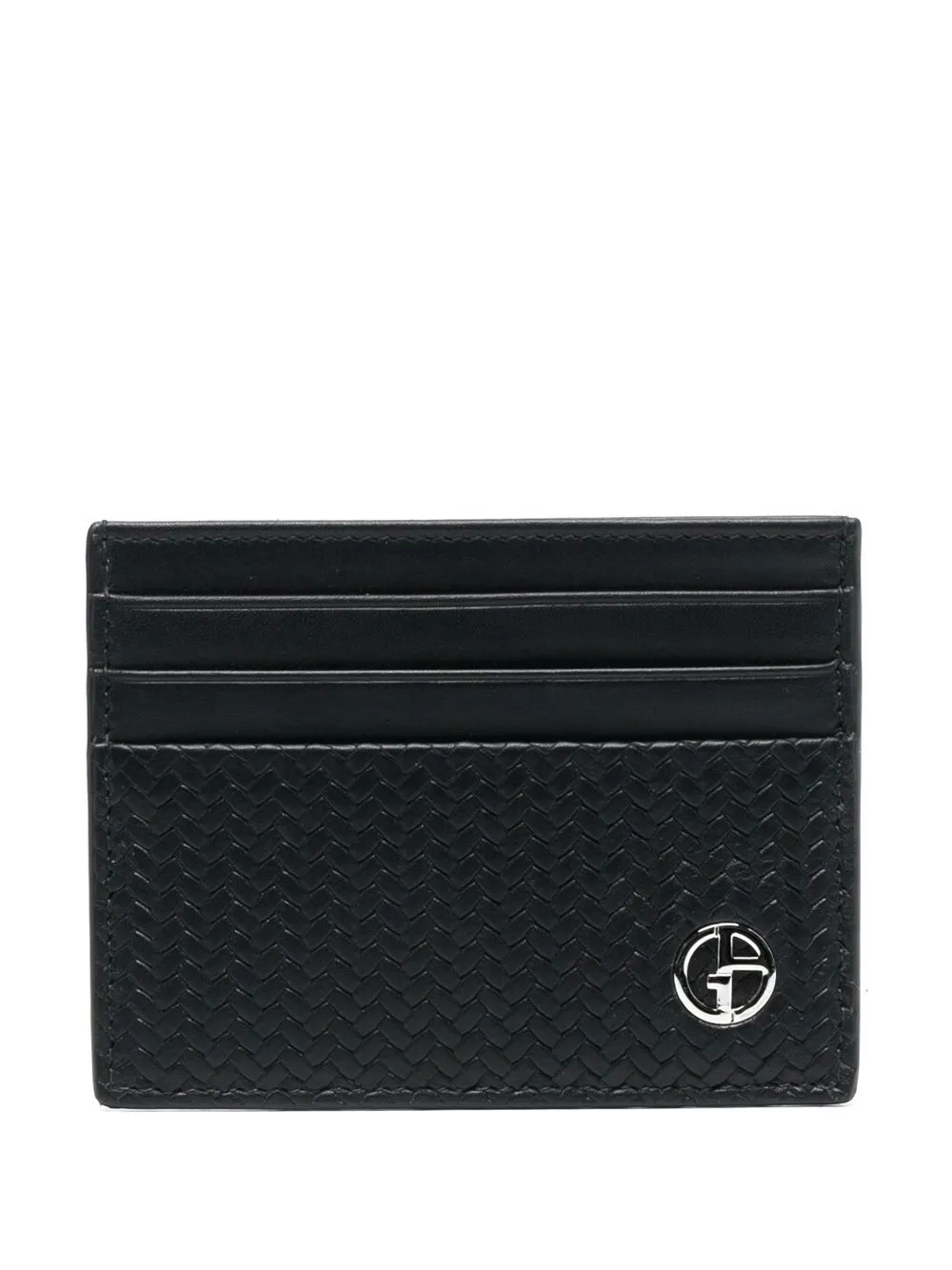 

Giorgio Armani tarjetero con placa del logo - Negro