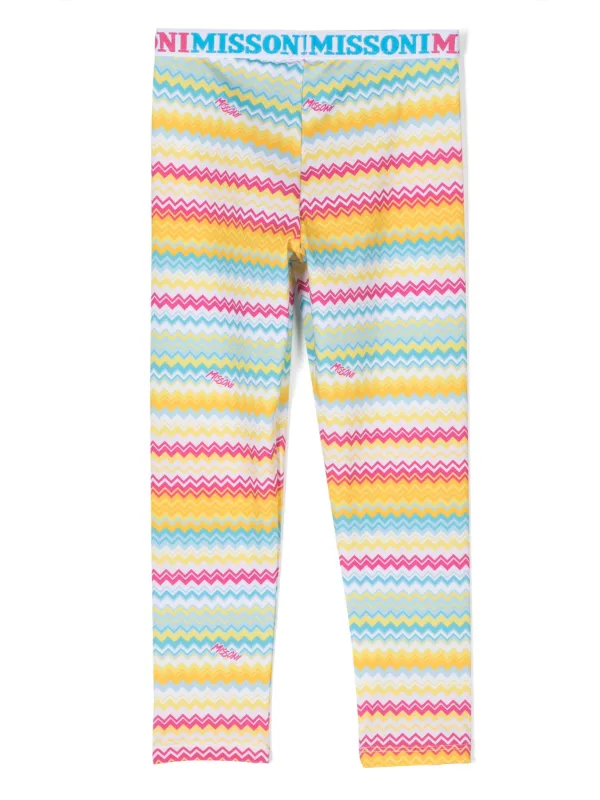 Missoni Kids logo waistband zigzag print Leggings Farfetch