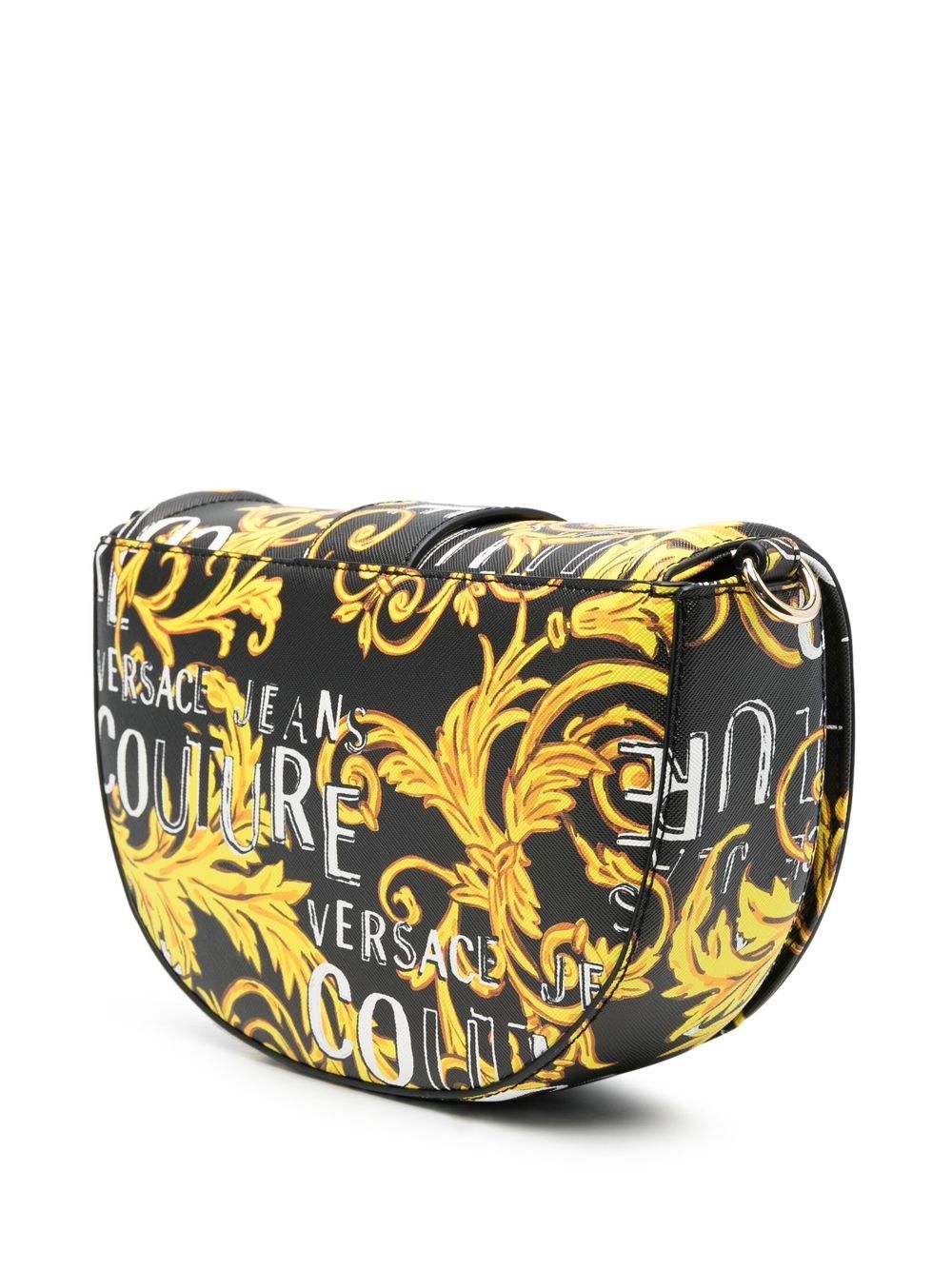 Shop Versace Jeans Couture Logo Couture Print Crossbody Bag In 黑色