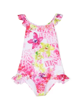 Versace Kids Maillot De Bain a Fleurs En All Over Farfetch
