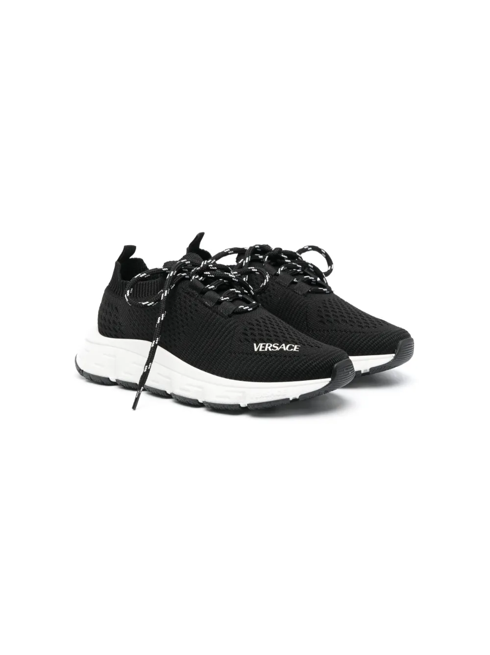 Versace Kids baskets à empiècements en mesh - Noir Top Merken Winkel