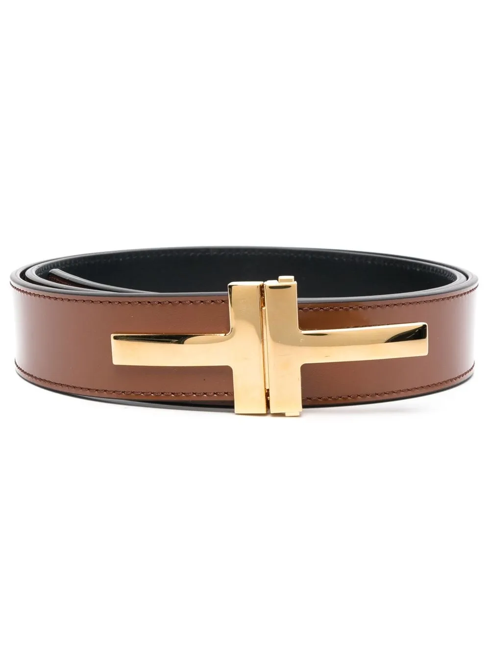 

TOM FORD logo-plaque leather belt - Brown