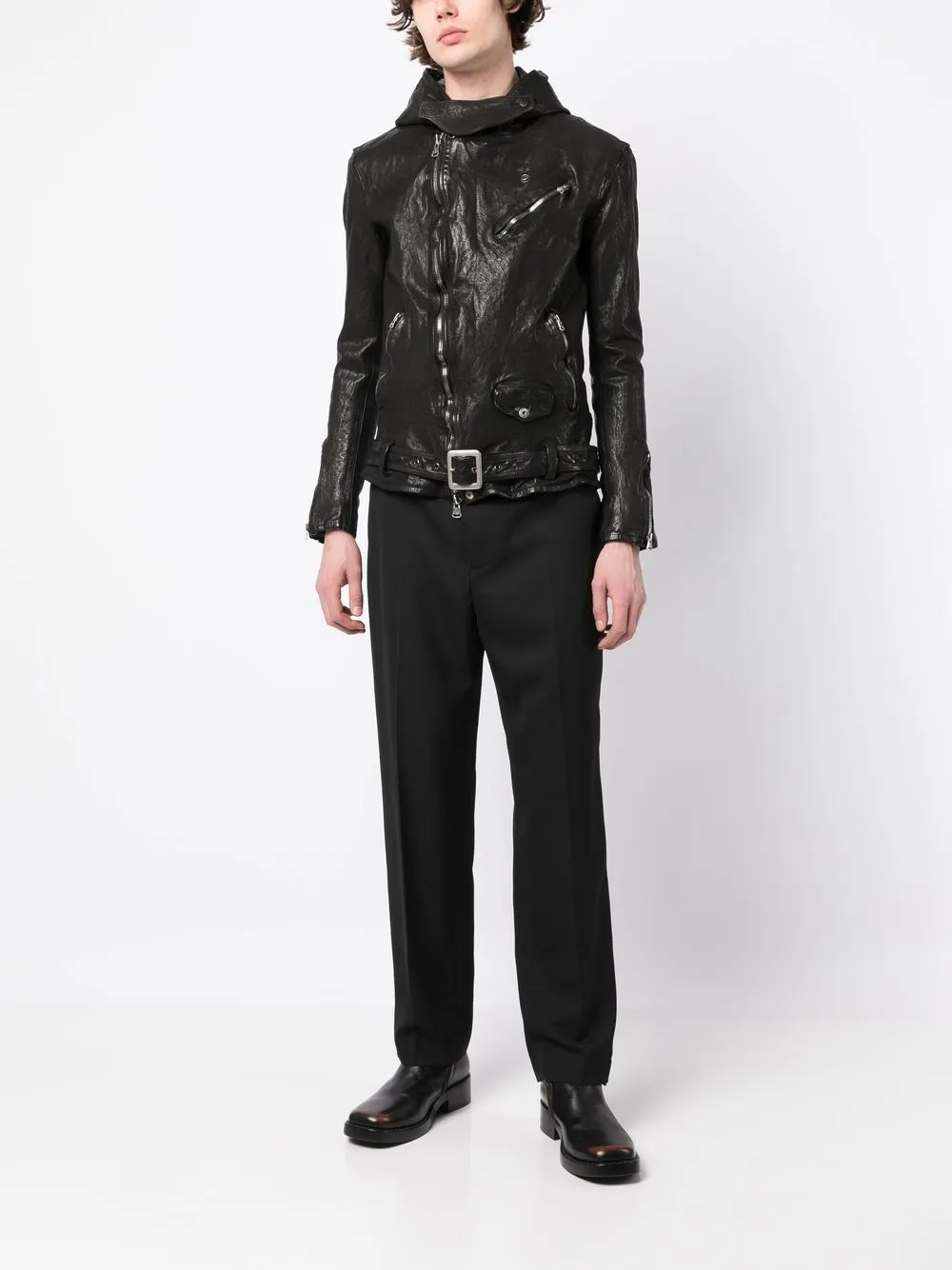 Yohji Yamamoto Bikerjack met capuchon - Zwart