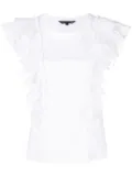 Veronica Beard ruffle-detail cotton T-shirt - White