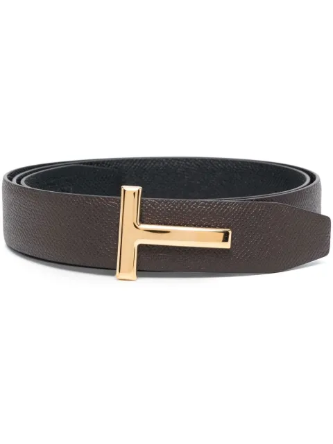 TOM FORD logo-plaque leather belt 
