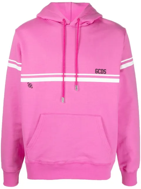 GCDS striped logo-print hoodie