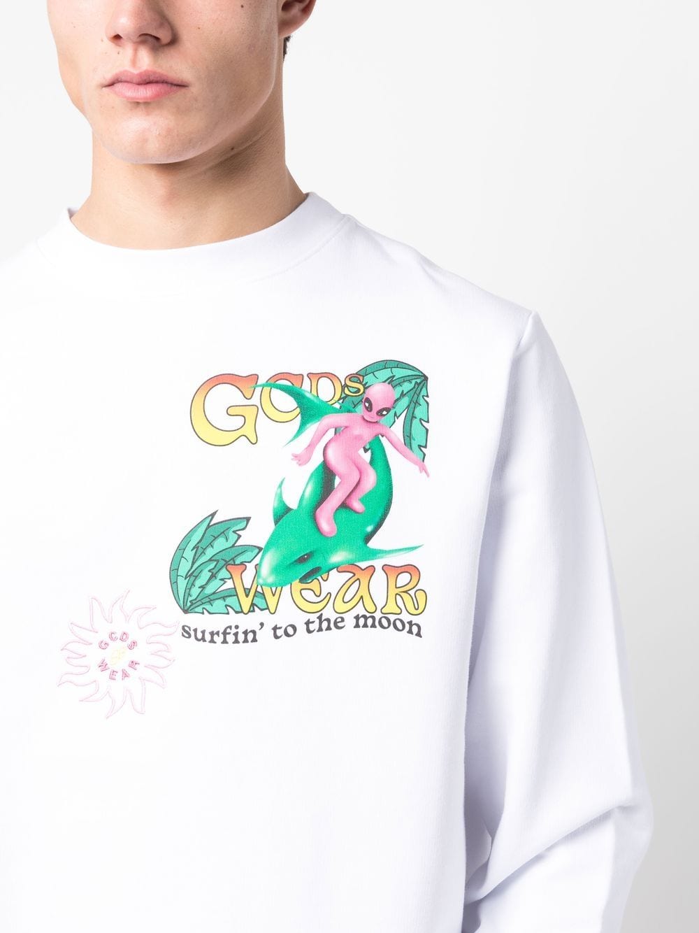 Shop Gcds Graphic-print Crew-neck Sweatshirt In Weiss
