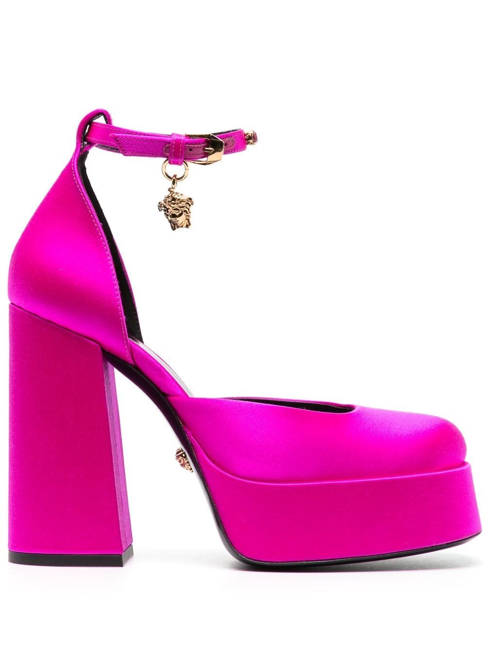 Shop Versace Medusa Aevitas 125mm Satin Pumps In Pink