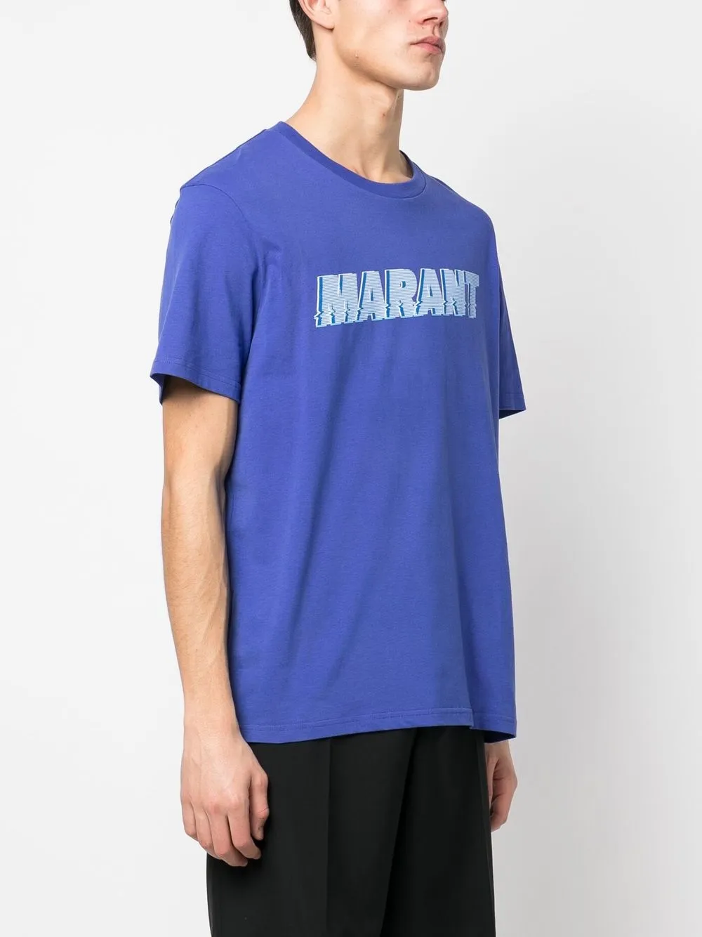 Shop Isabel Marant Logo-print Cotton T-shirt In Blau