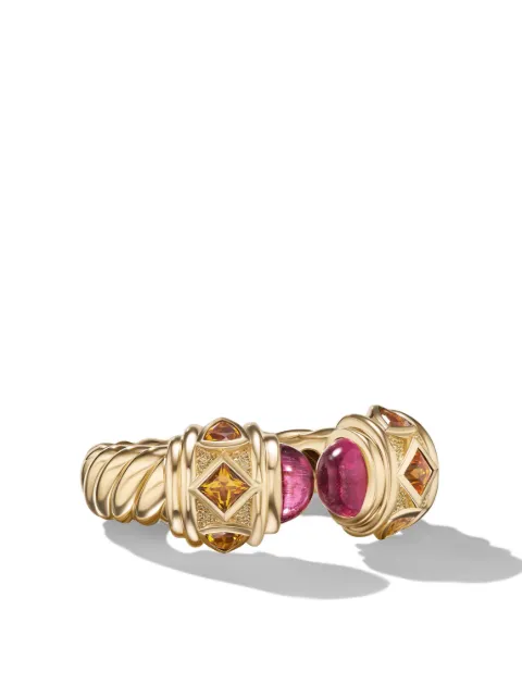 David Yurman 18kt yellow gold Renaissance rubellite and madeira citrine ring (6.5mm)