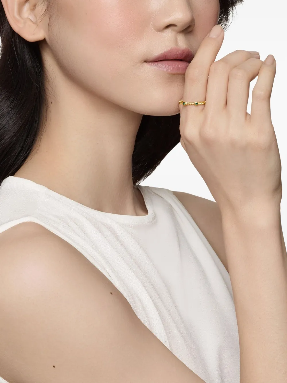 David Yurman 18kt yellow gold Cable Collectibles emerald ring (2mm) | Image 2