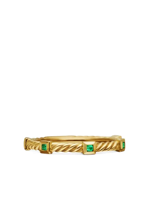 David Yurman 18kt yellow gold Cable Collectibles emerald ring (2mm)
