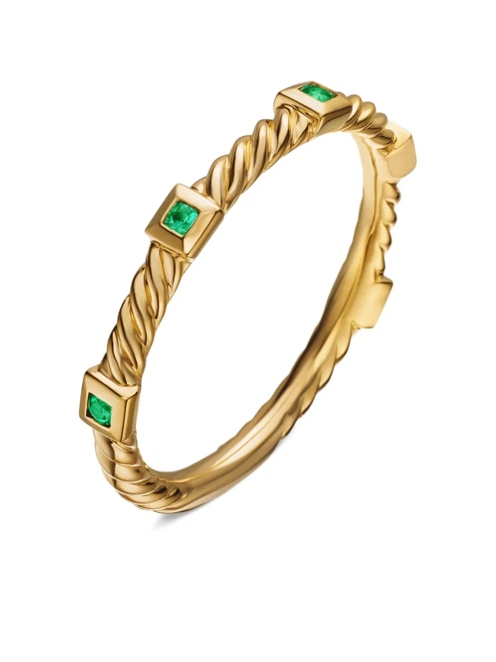 18kt Yellow Gold Cable Collectibles Emerald Ring (2mm)