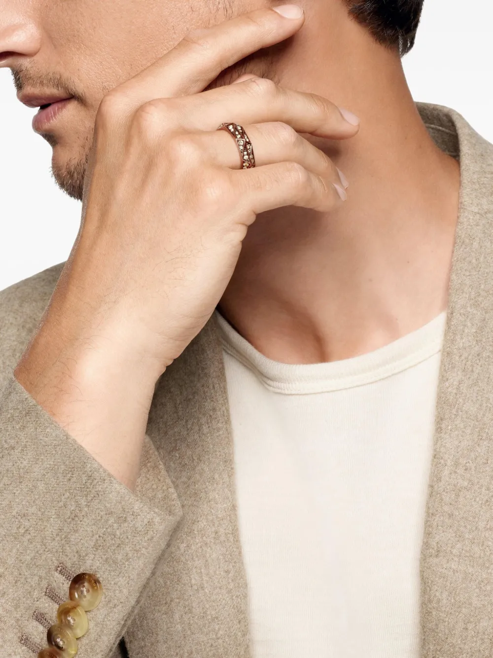 David Yurman 18kt rose gold Torqued Faceted diamond ring (6mm) | Image 2